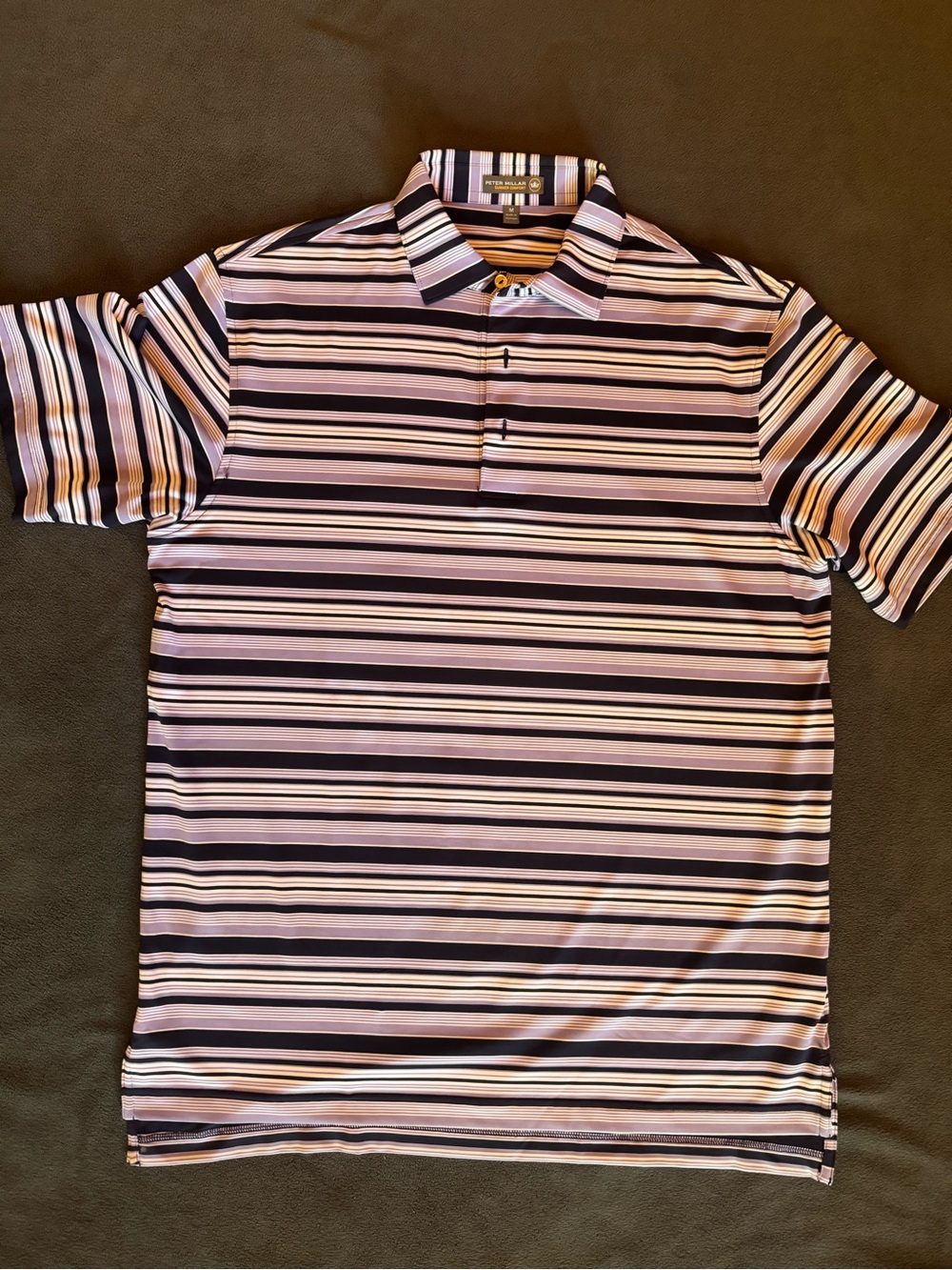 Peter Millar Purple Stripe Performance Polo EUC Medium